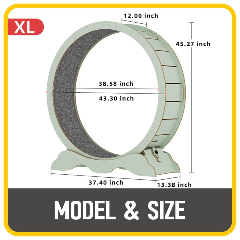 Cat Exercise Wheel 45 Inch Cat Treadmill for Indoor Cats, Running Wheel with Detachable Carpeted Runway