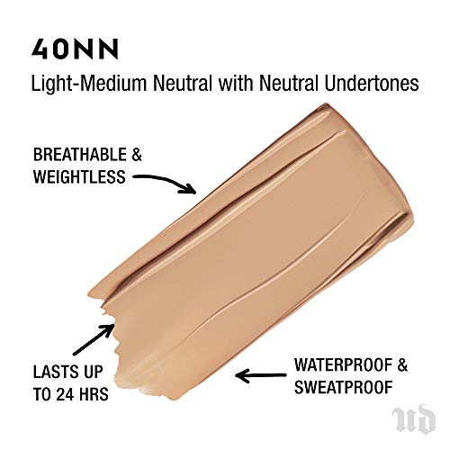 Urban Decay Stay Naked Weightless Liquid Foundation, Waterproof Face Makeup, Buildable Medium Coverage with No Caking, Real-Skin Matte Finish