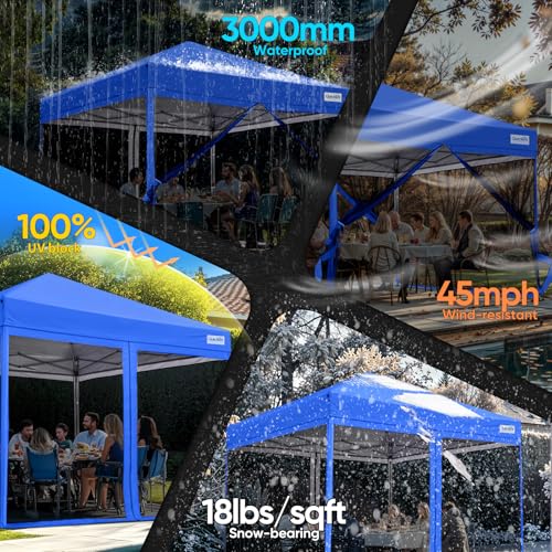 Quictent 6.6'x6.6' Pop up Screened Canopy Tent with Mosquito Netting, Portable Easy up Outdoor Screen House Shelter Fully Sealed for Patio