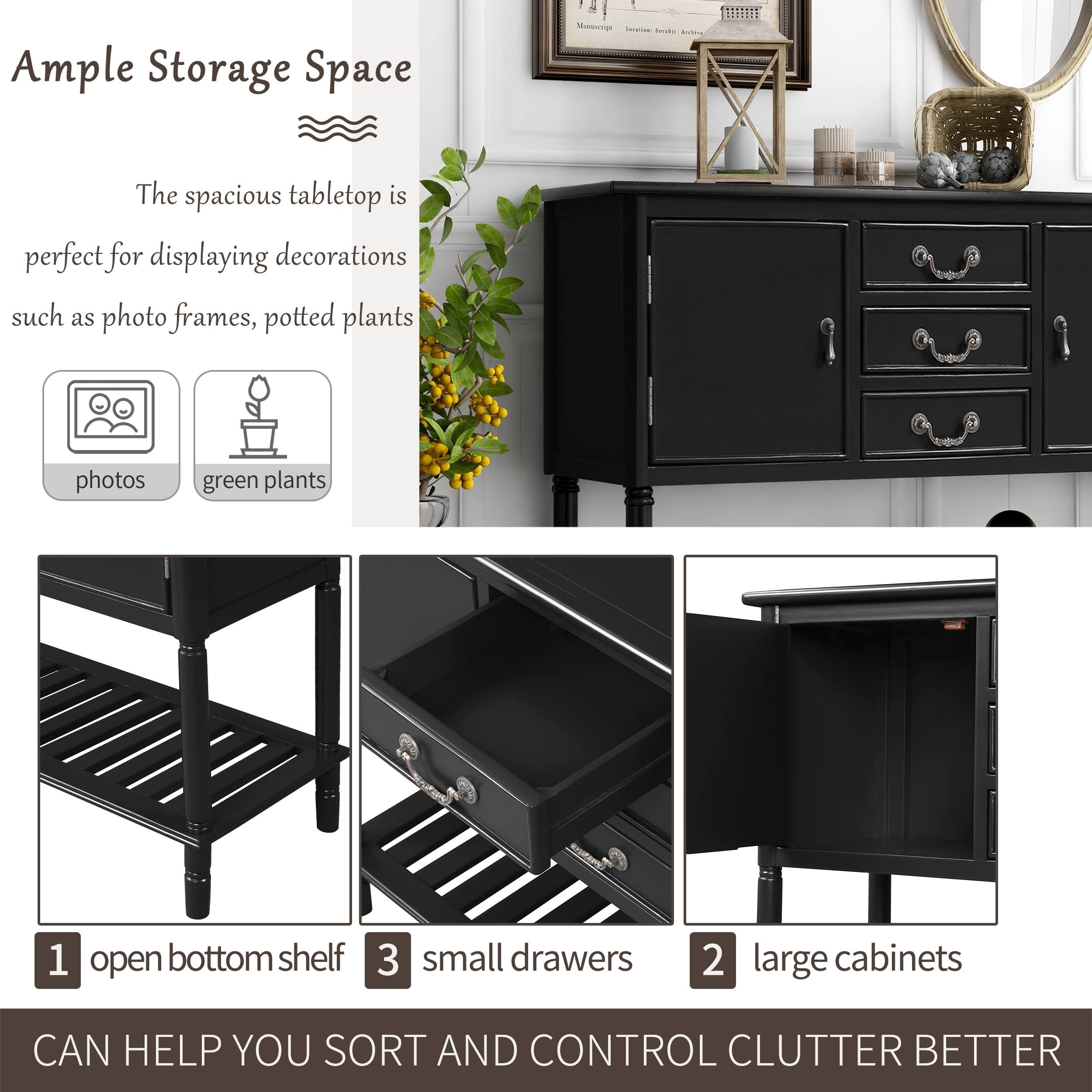 TiramisuBest Black 45-Inch Modern Solid Wood Console Table