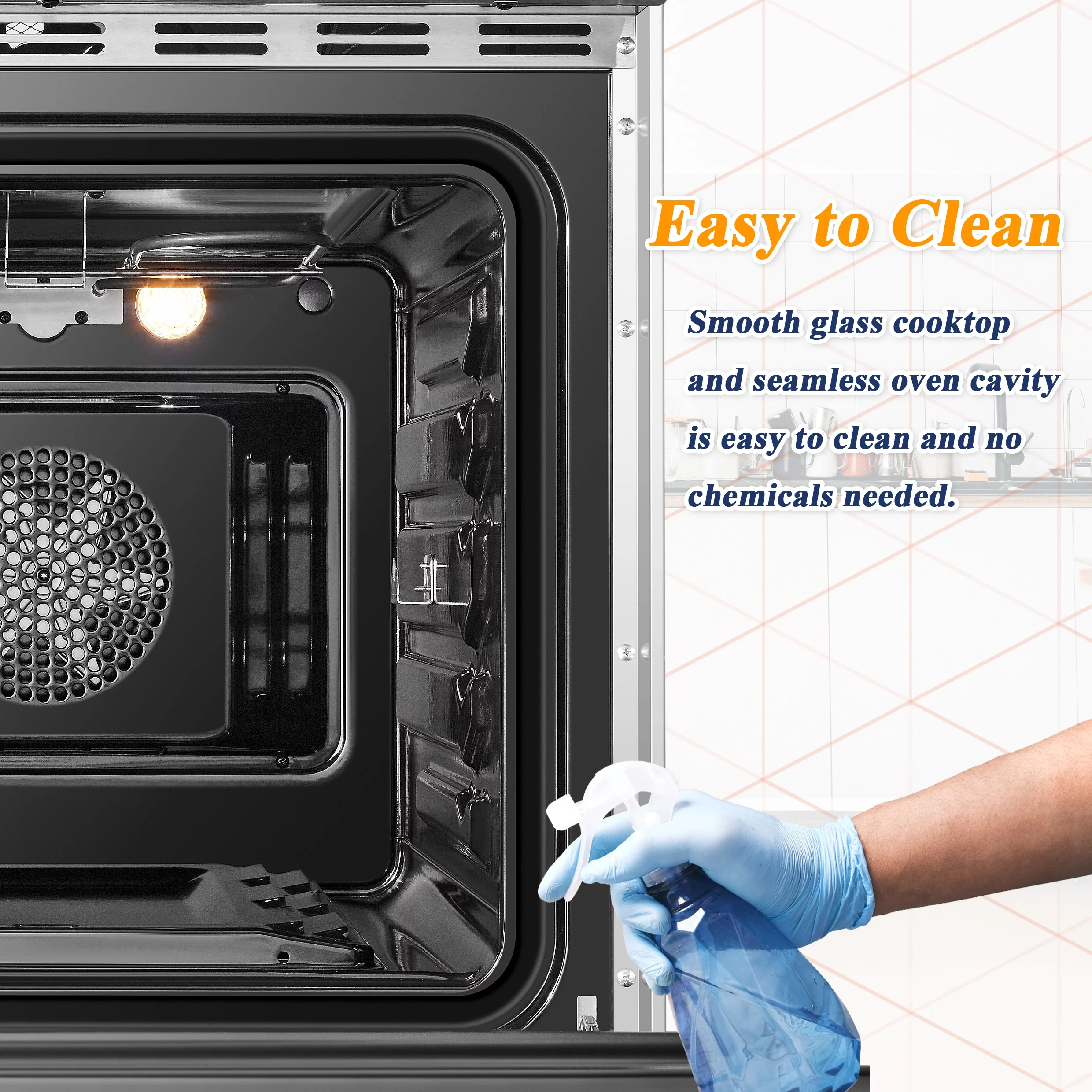 Lanbo 24 inch 2.9 Cu.ft Freestanding Electric Range with Air Fry, Rotisserie and  Convection Oven