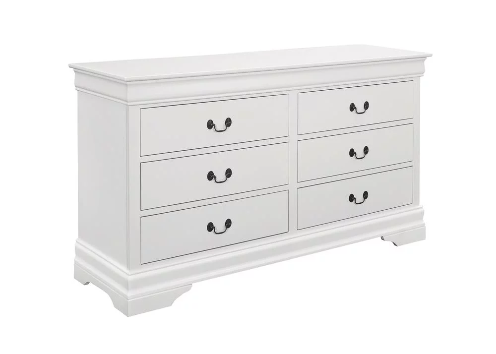 Coaster Louis Philippe Traditional 6-Drawer Wood Dresser in White