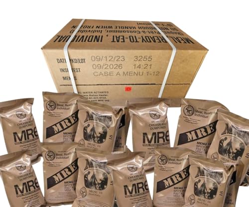 MRE A and B bundle cases 2024 or newer inspection - Military meals ready to eat - 24 full food packs rations with 1