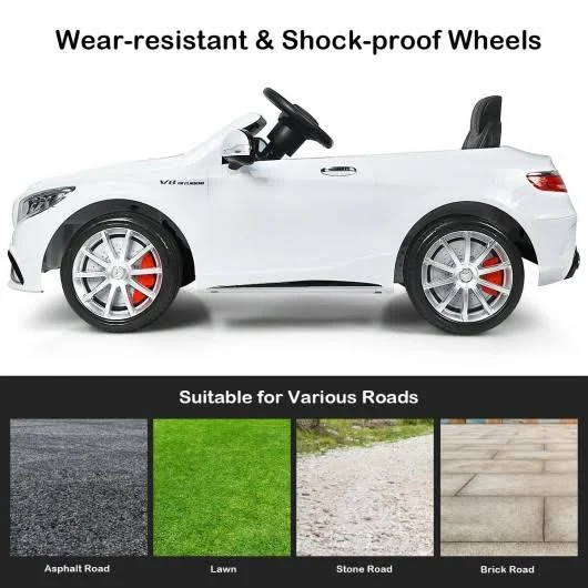 12 V Mercedes-Benz S63 Licensed Kids Ride on Car-White