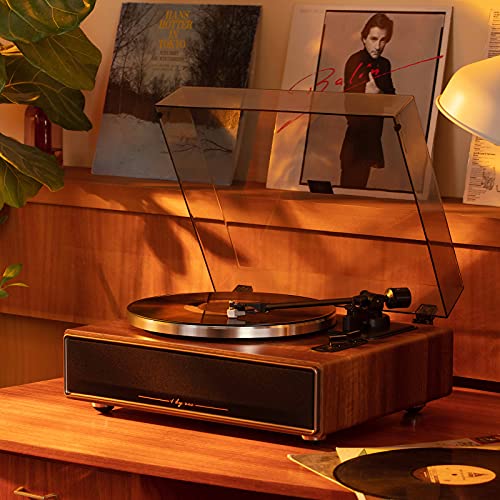 1 by ONE High Fidelity Belt Drive Turntable with Built-in Speakers, Vinyl Record Player with Magnetic Cartridge