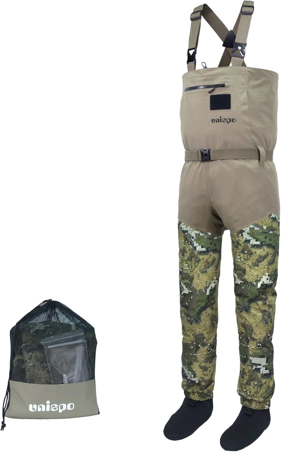 UNISPO Fly Fishing Waders, Veil Camo Hunting Waders, Breathable Camo Waders