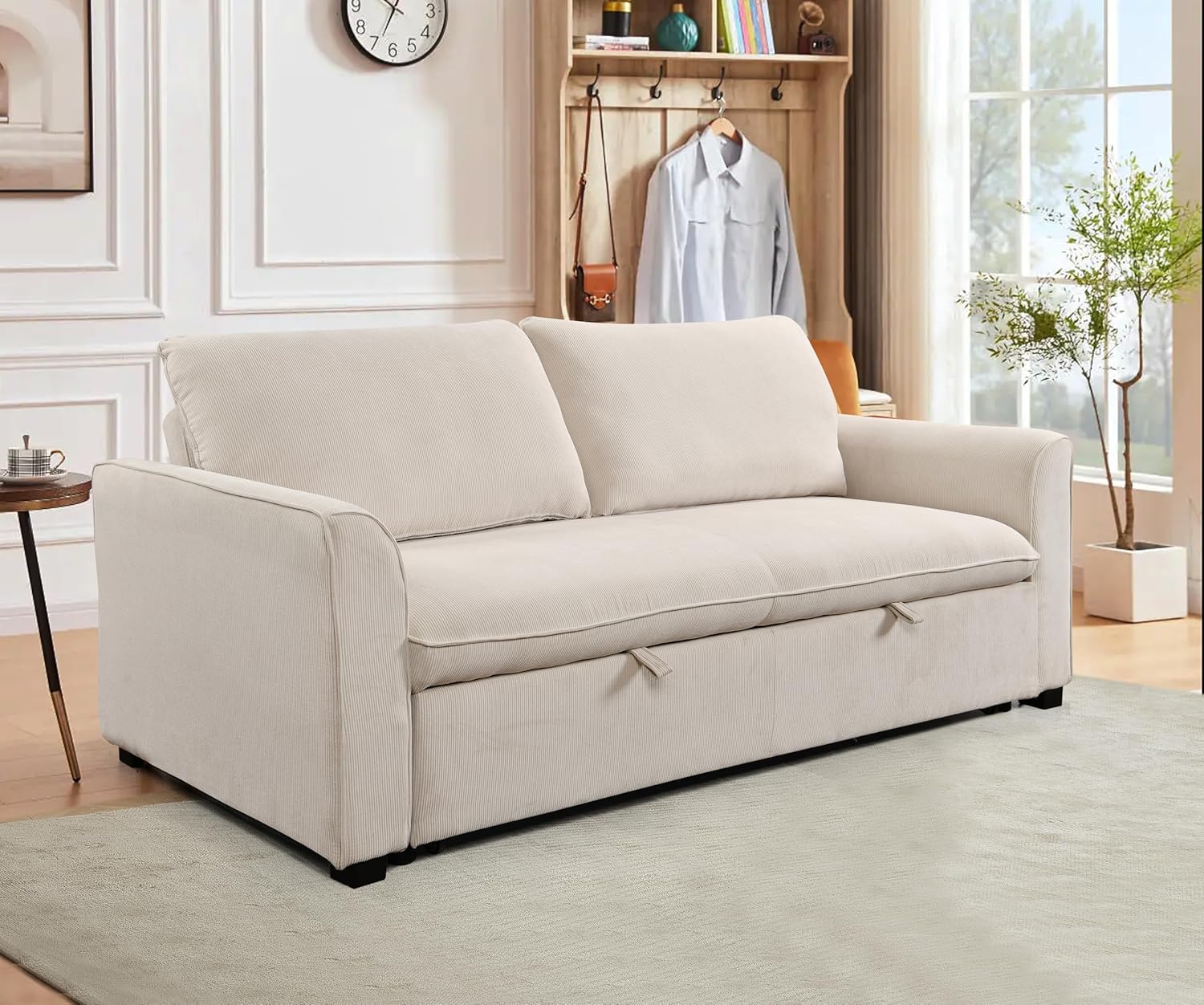 78 Inch 3 in 1 Convertible Sleeper Sofa Bed, Modern Fabric Loveseat Futon Sofa Couch w/Pullout Bed, Small Love Seat Lounge Sofa w/Reclining Backrest