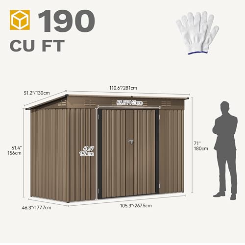 DWVO 9.1x4.2ft Large Outdoor Storage Shed, Metal Tool Sheds