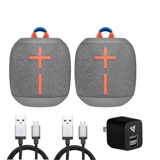 2 Ultimate Ears Wonderboom 2 Bluetooth Speakers with 2 Cables and AC Adapter