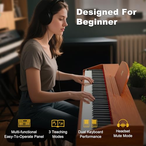 MUSTAR 88 Key Piano Keyboard for Beginners, Semi Weighted Electric Piano Keyboard 88 Keys, Portable Digital Piano 88 Key Weighted with 3-Pedal Unit