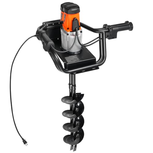 VEVOR Electric Post Hole Digger, 5.71 in Auger Bit with 1500W Powerful Motor, 140 RPM Alloy Steel Earth Auger Drill Bit with 10.24 in Extension Rod
