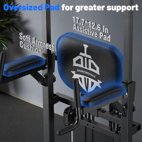 Sportsroyals Pull Up Bar Dip Station Power Tower Assistive Trainer Multi-Function Home Gym Strength Training Fitness Equipment 450LBS