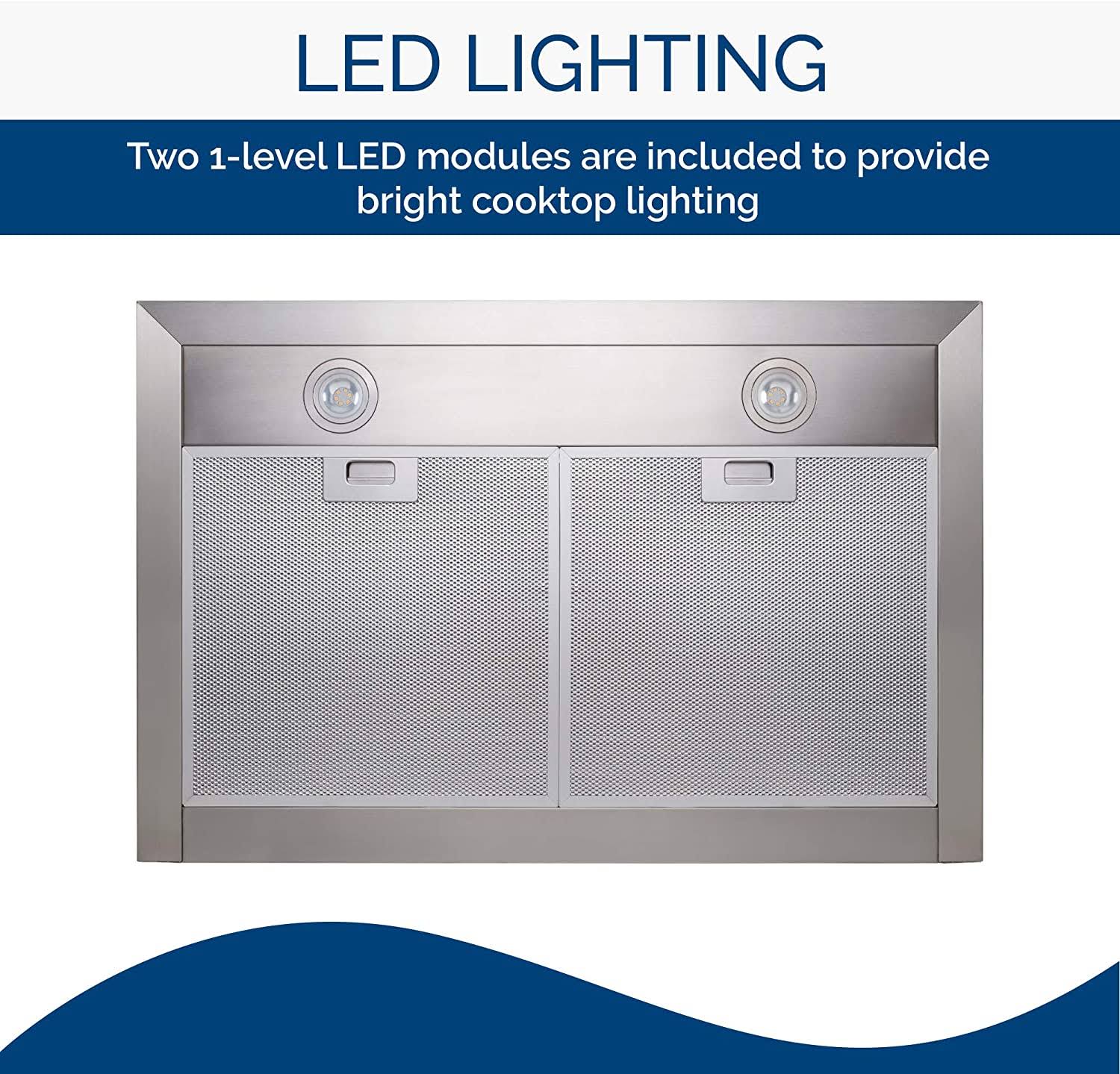 Broan Nutone Bw5030ssl Convertible, 3-Speed Modern European Design Wall-Mounted LED Lights Stainless Steel Chimney Range Hood, 3