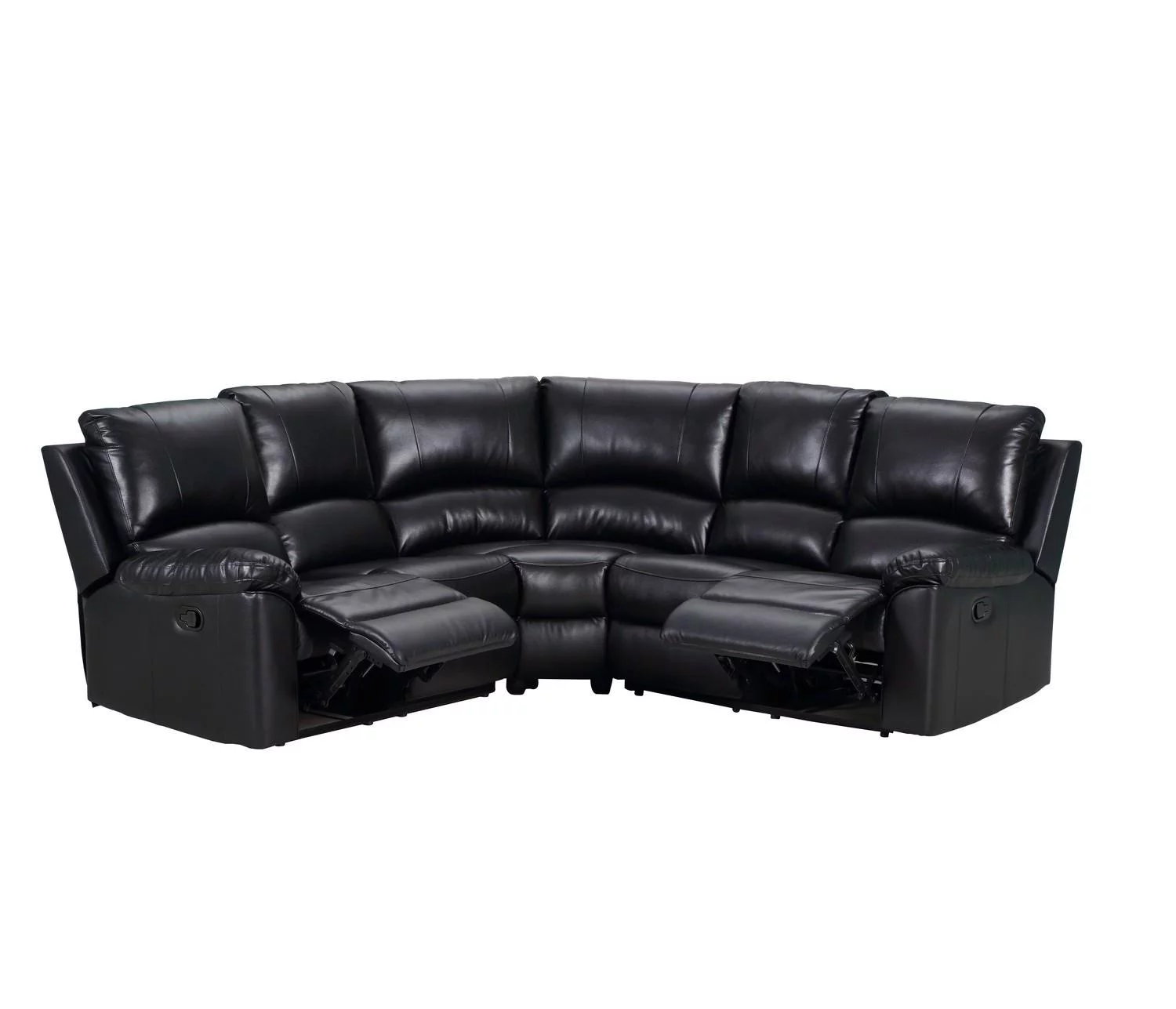 Black Leather Air Power Reclining Sectional Contemporary Global United 9241