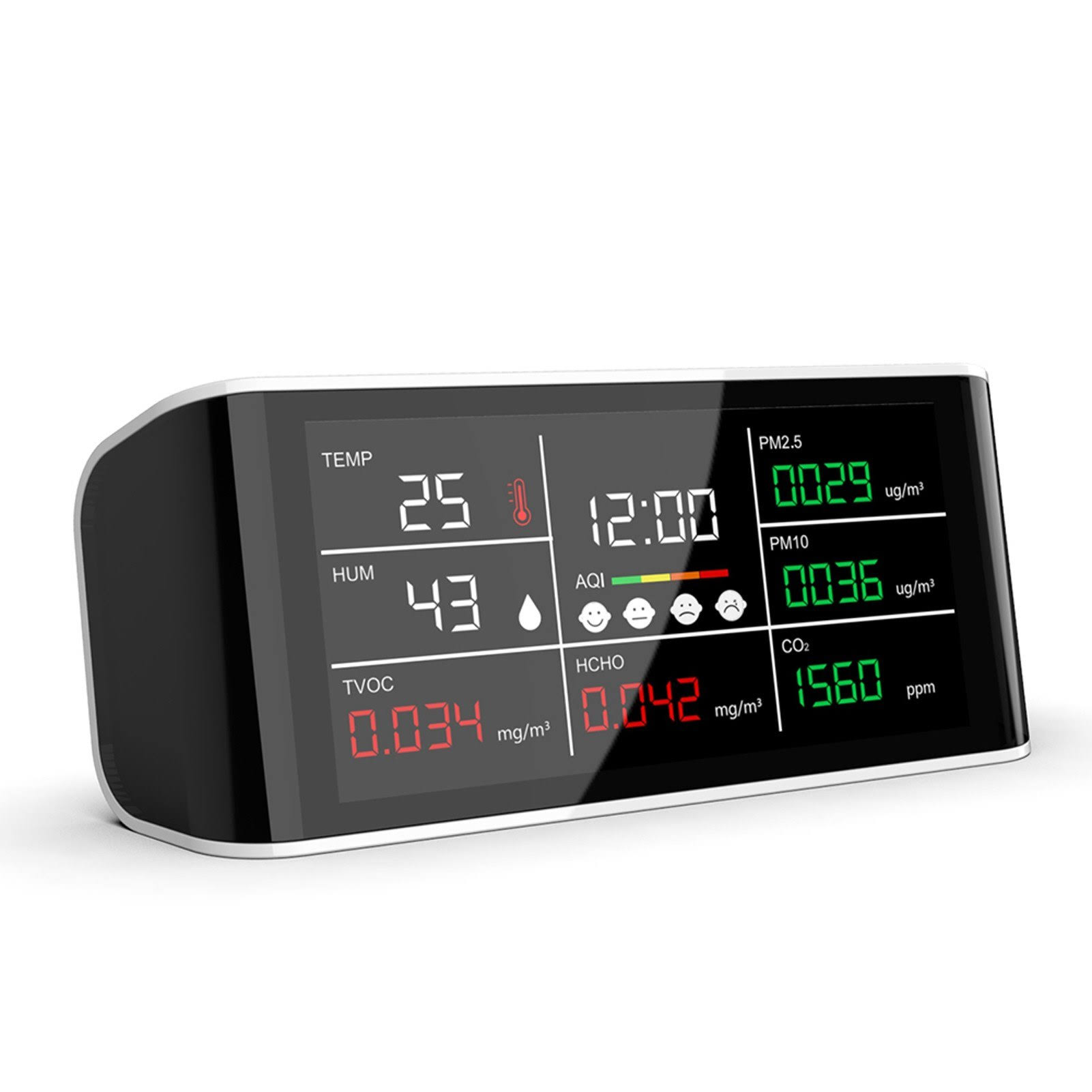Tomtop E14288 Dm69 Portable Air Quality Analyzer Digital Common Display Screen CO2 PM2.5 PM10 Hcho TOVC Temperature Humidity Det