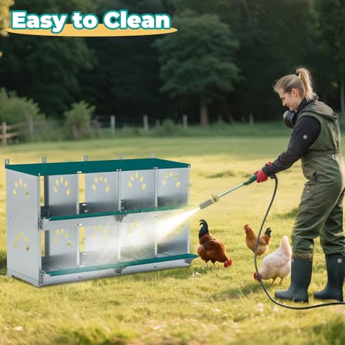 Chicken Coop Nesting Boxes, Wall Mountable Metal Chicken Nesting Box, Easy Egg Collection Roll Away Nesting Boxes Chicken