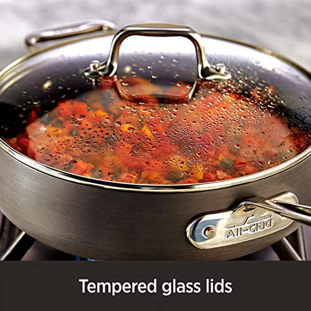 All-Clad HA1 Hard Anodized Nonstick Cookware, 2 Piece Fry Pan and Saute Pan with Lid Set, 10 inch and 4 quart