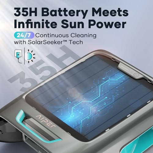AIPER Surfer S2 Robotic Solar Pool Skimmer with APP Support, 24/7 Cleaning, Dual Charging Modes, Smart Obstacle Avoidance