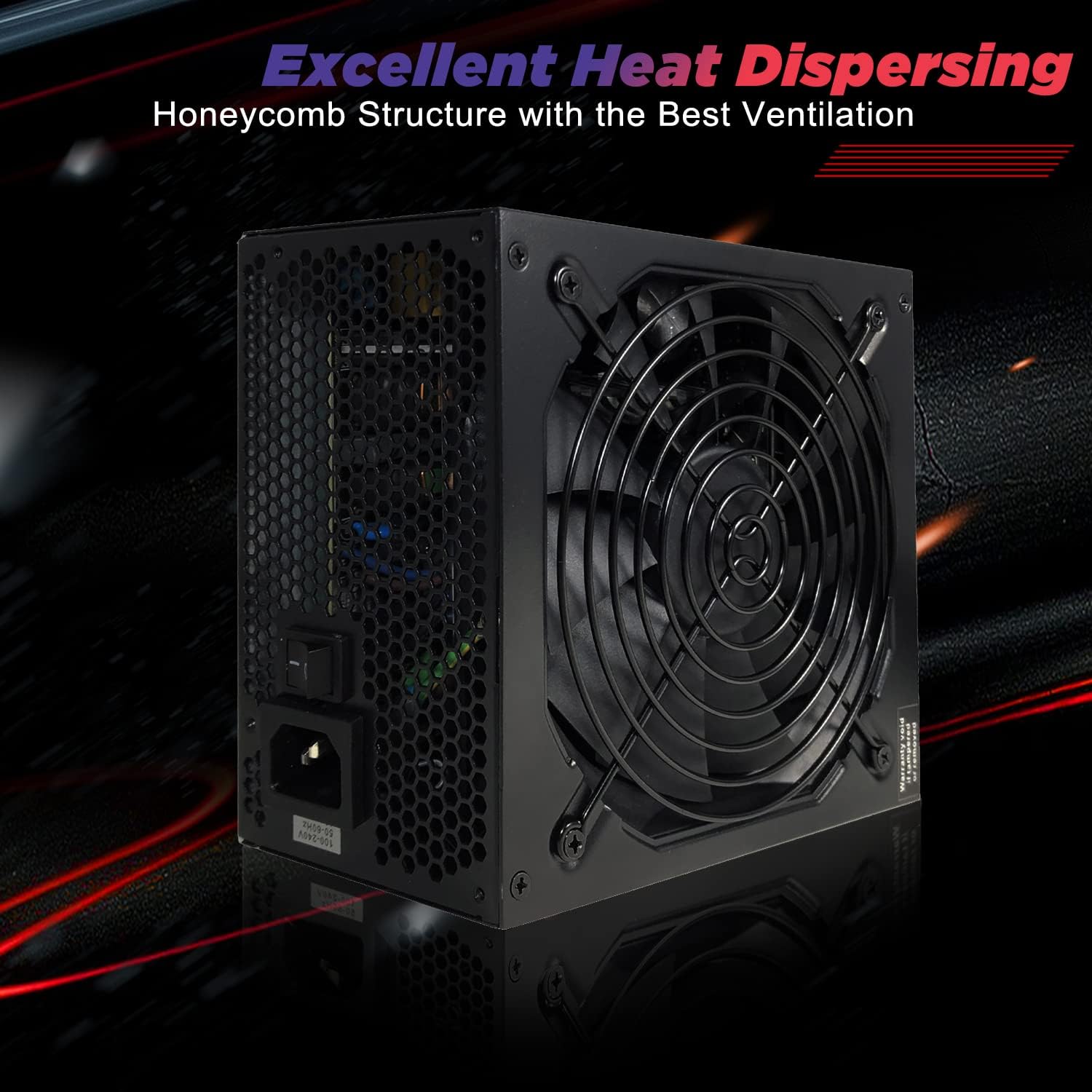 PowerSpec 650W Power Supply 80 Plus Bronze Certified Fixed Cable Non-Modular ATX PSU Active PFC SLI Crossfire Ready Gaming PC Computer Switching