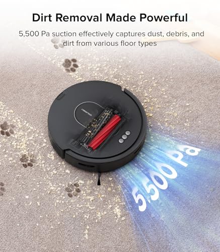 roborock Q5 Max+ Robot Vacuum with Self-Empty Dock, Upgraded from Q5+, 5500 Pa Suction, DuoRoller Brush, Hands-Free Cleaning for up to 7 Weeks