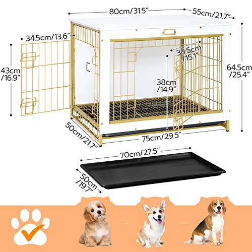 HOOBRO Dog Crate Furniture, 38.6" Large Dog Kennel Indoor, Wooden Cage with Pull-Out Tray