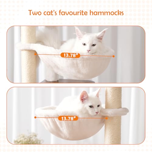 Heybly Cat Tree for Maine Coon with Litter Box Enclosure, 72-inch Wooden Cat Tower for Indoor Cats Large Adult, Big Condo with Food Station, Baskets