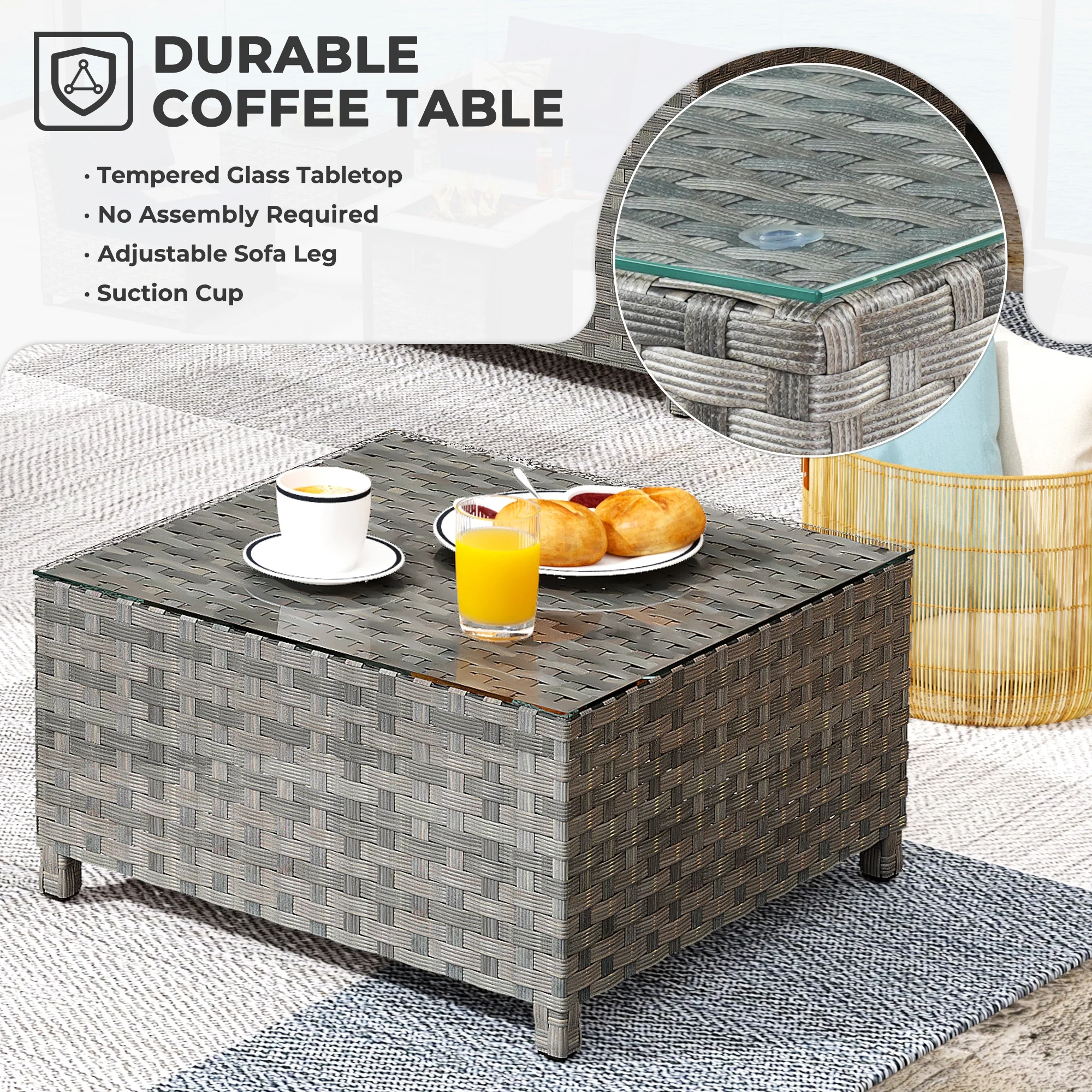 HOOOWOOO Wicker Sectional Patio Set 10 Pieces Outdoor Conversation furniture Set with Sofa Chairs Ottoman Gas Fire Pit Swivel Rocking Chairs,Grey