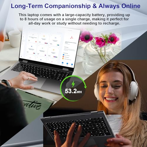 jumper 2 in 1 Laptop, 16 inch Convertible Laptop Computer with IPS FHD 360 Degree Touchscreen, 640GB Storage, 16GB RAM, Fingerprint Reader