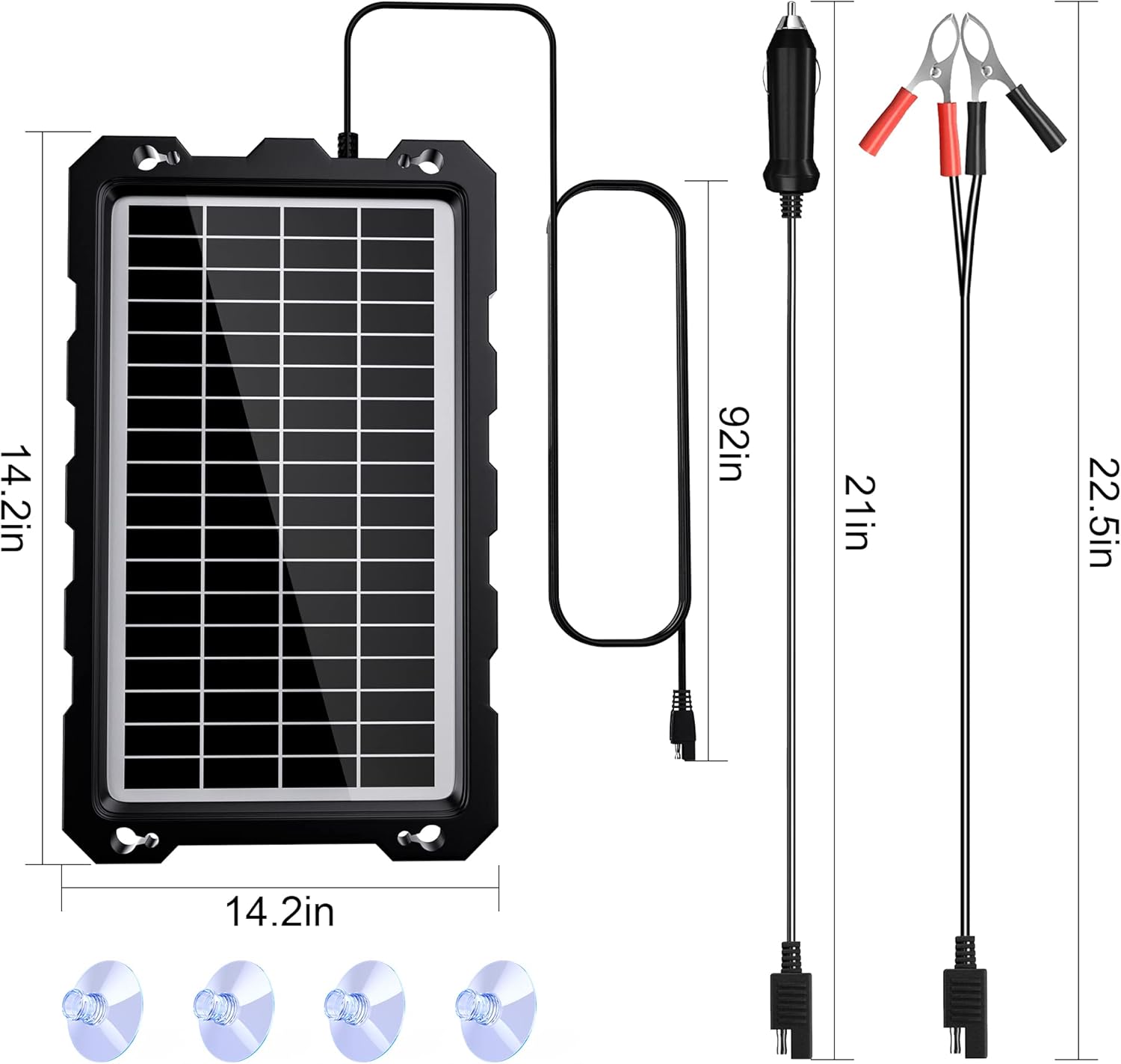 OYMSAE 7.5W Solar Car Battery Trickle Charger & Maintainer 12V Solar Panel Power Charger Kit for Automotive, Motorcycle, Boat, Marine, RV, Trailer