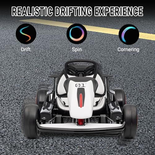 Kids Go Kart, Ride On Drift Kart with Dual 200W Motors, 24V Battery Powered Electric Drift Car, Outdoor 2-Speed Ride On Racing Toy for Boys Girls 6+