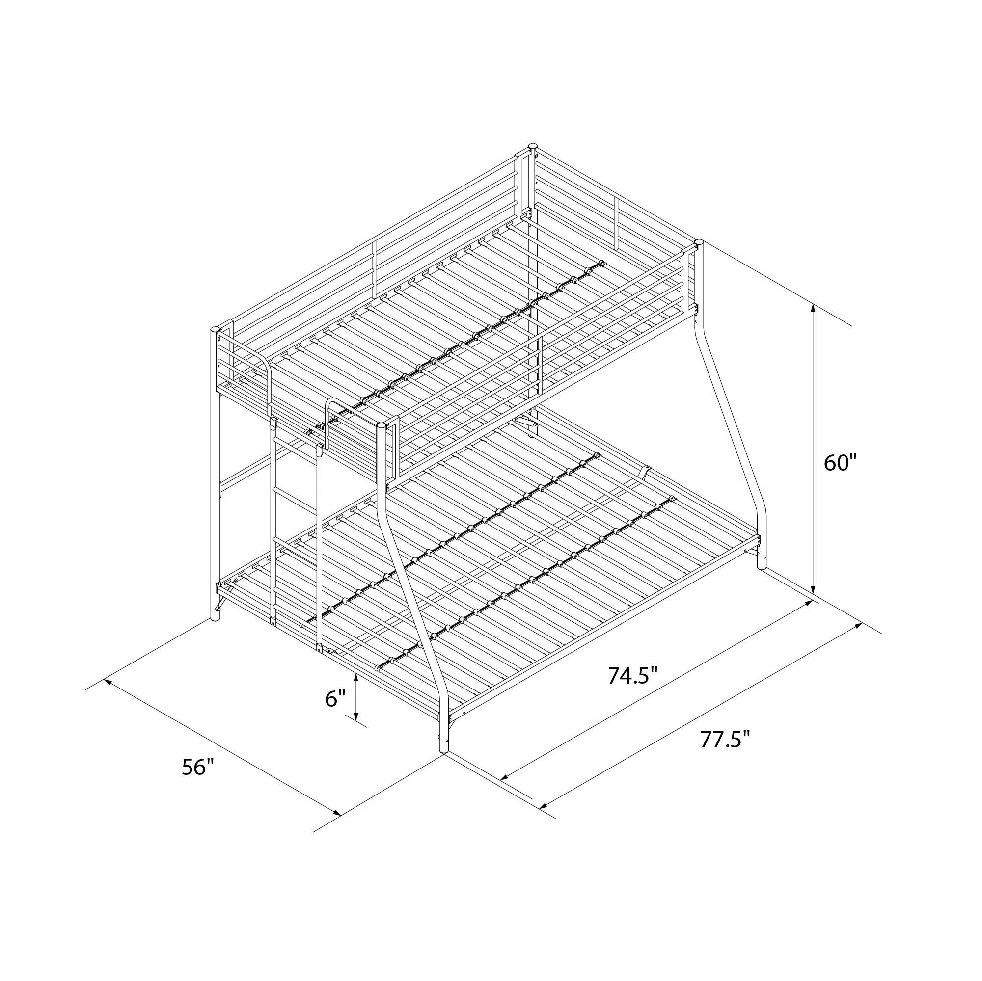 DHP Daven Easy Assembly Twin-over-Full Metal Bunk Bed, Black