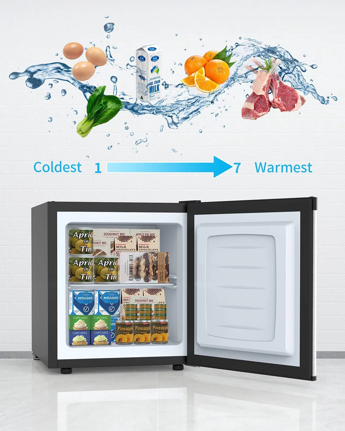 ROVSUN 1.1 Cu.Ft Compact Upright Freezer with Shelf & Adjustable Thermostat for Home Office Dorm Apartment