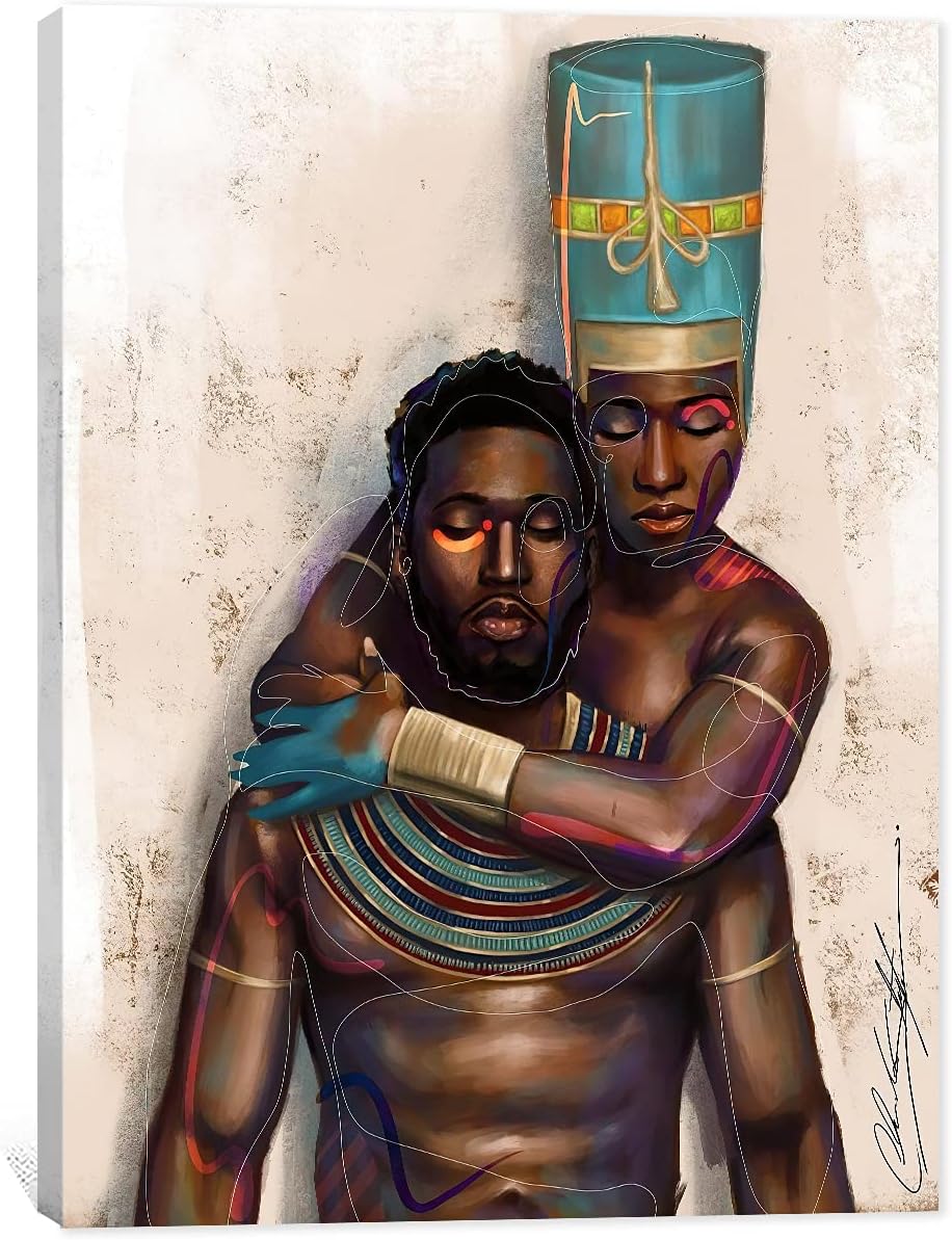 African American Wall Art, Black King and Queen Wall Art, Black Art Wall Art Decor, Black Couple Picture for Living Room Decor