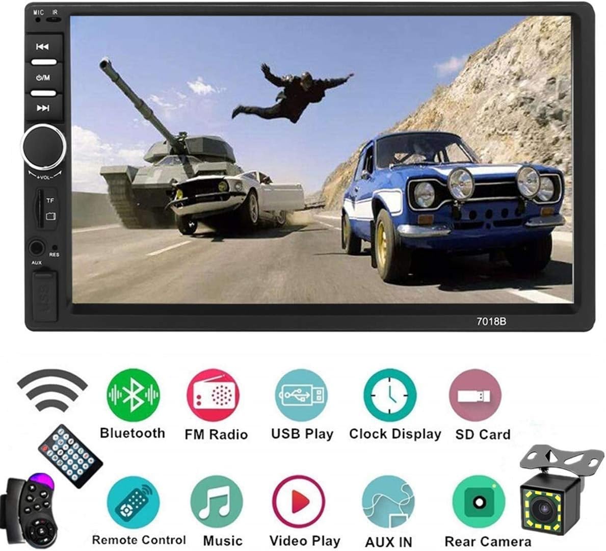 Double Din Car Stereo with Bluetooth 7 inch Touch Screen Car Radio with Backup Camera