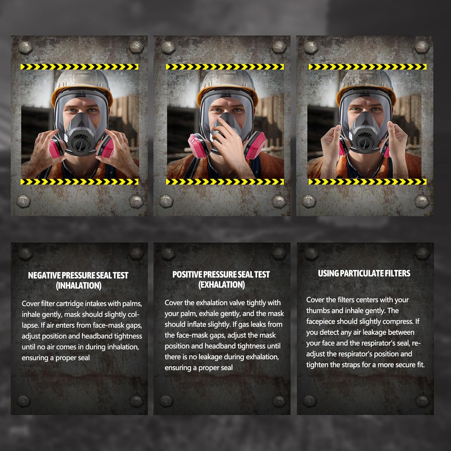 Gas Mask Respirator 4 Pack: Full Face Gas Masks Survival Nuclear and Chemical Reusable Respirator Mask with Filters 60921 & Activated Carbon 40mm