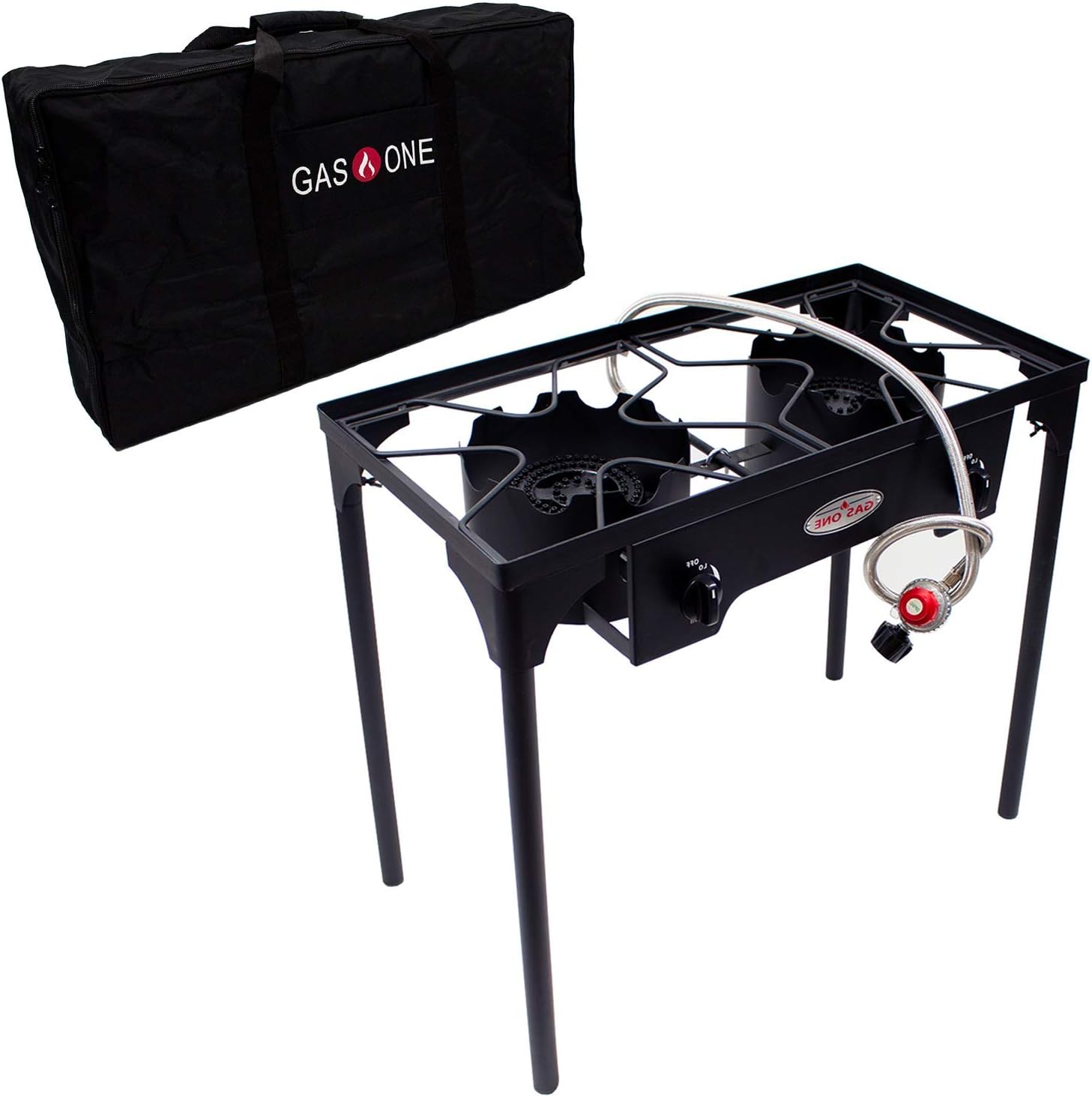 GasOne Two Burner Propane Camp Stove with Carry Bag Outdoor High Pressure Propane Double Burner