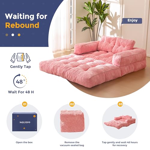 MAXYOYO Folding Sofa Bed, L-Shaped Convertible Sofa Bed with Armrest Foldable Sleeper Couch with Pillow