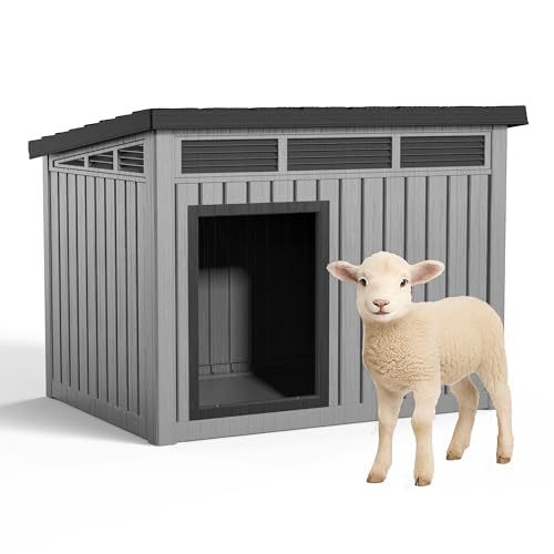 DRATO Outdoor Dog and Goat House - Resin All-Weather Dog House Outdoor, Durable Dog Kennel Outside for Backyard, Farm, Pasture