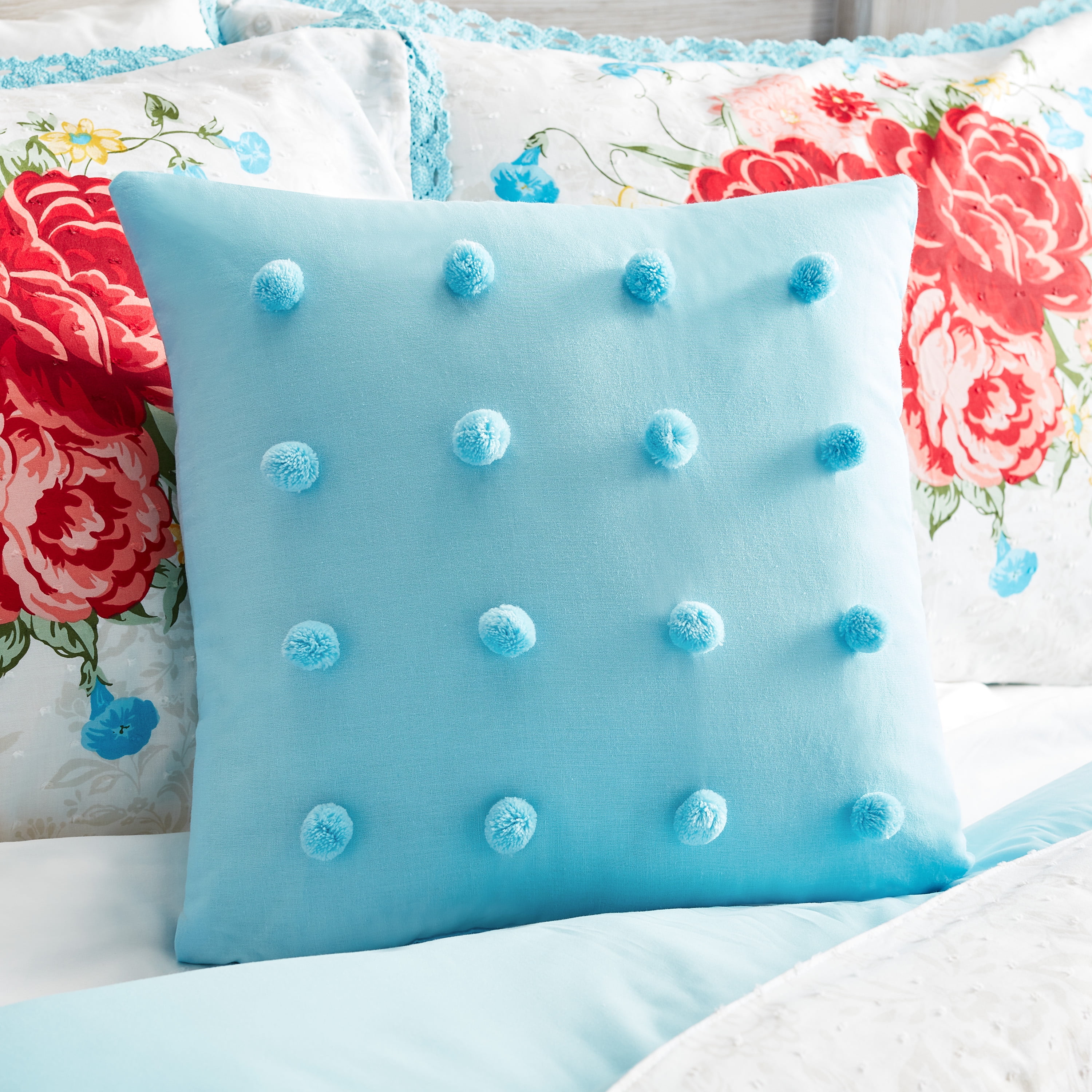 The Pioneer Woman Blue Cotton Sweet Rose 4-Piece Comforter Set, Full / Queen - Curated Treasures Market