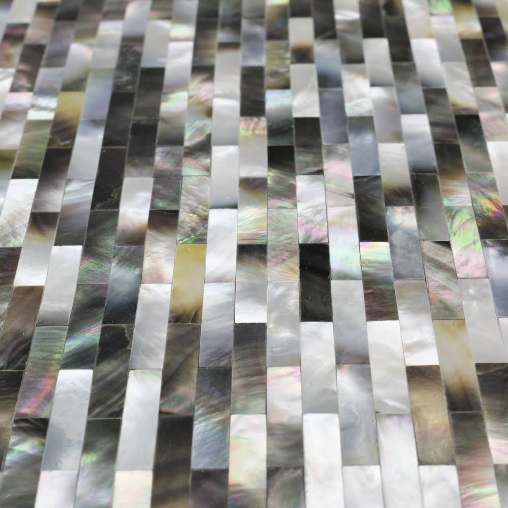 Ivy Hill Tile Sample - Lokahi Random Sized Seashell Splitface Tile Finish: Black/Gray/Pearl