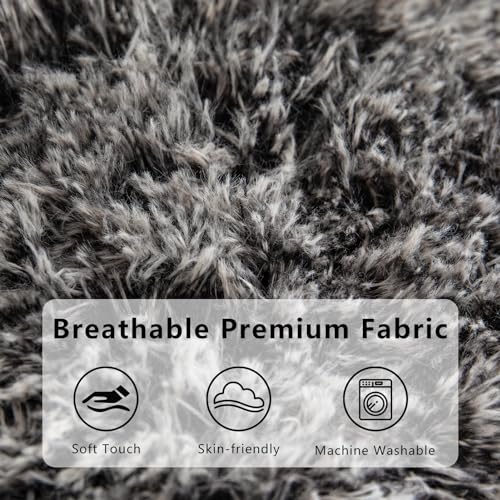 BYBYME Giant Bean Bag Chair, Faux Fur Bean Bag Couch with Filler Large Living Room Bean Bag Chairs for Adults