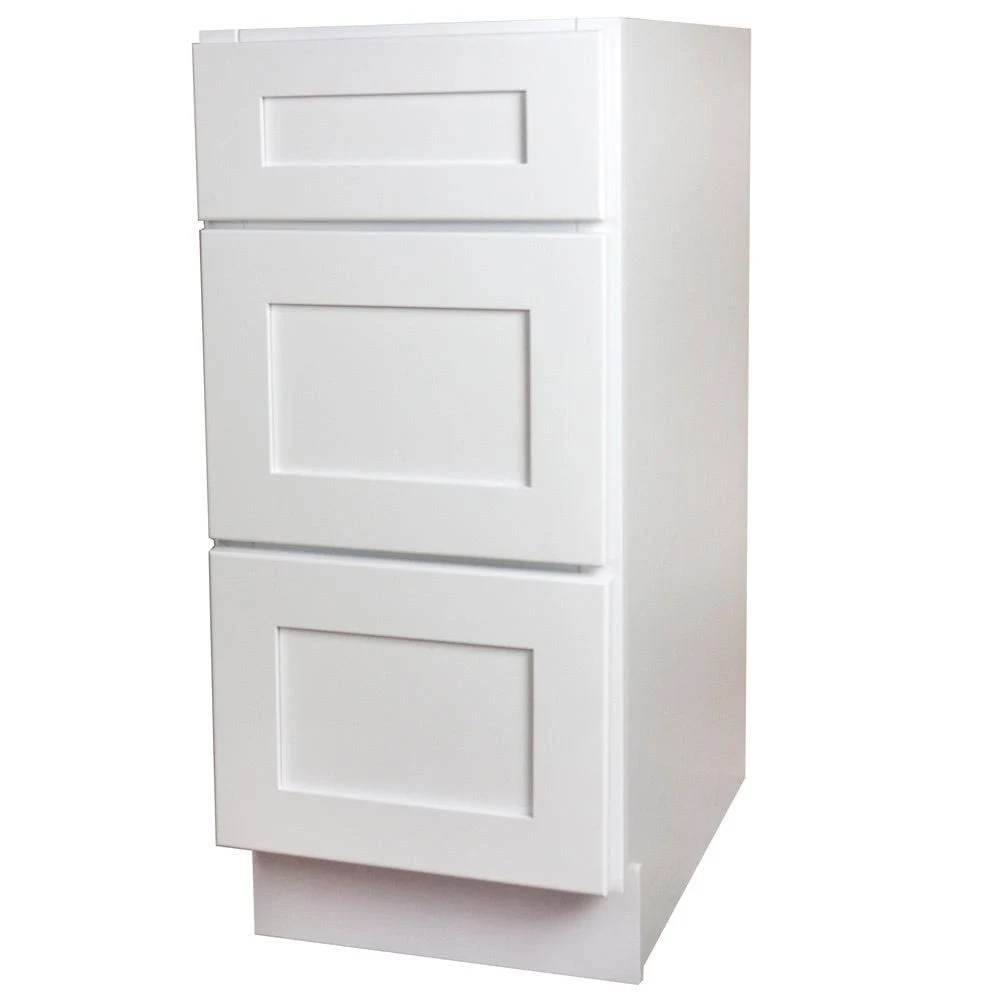 GHI White Shaker 3 Drawer Kitchen Base Cabinet (18x22 3 Drawer Kitchen Base Cabinet)