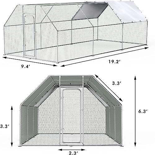 LEMBERI Large Chicken Coop, Flat-roof Walk-in Poultry Chicken Hen cage, Rabbits Duck Cages with Waterproof and Anti-Ultraviolet Cover for Outside