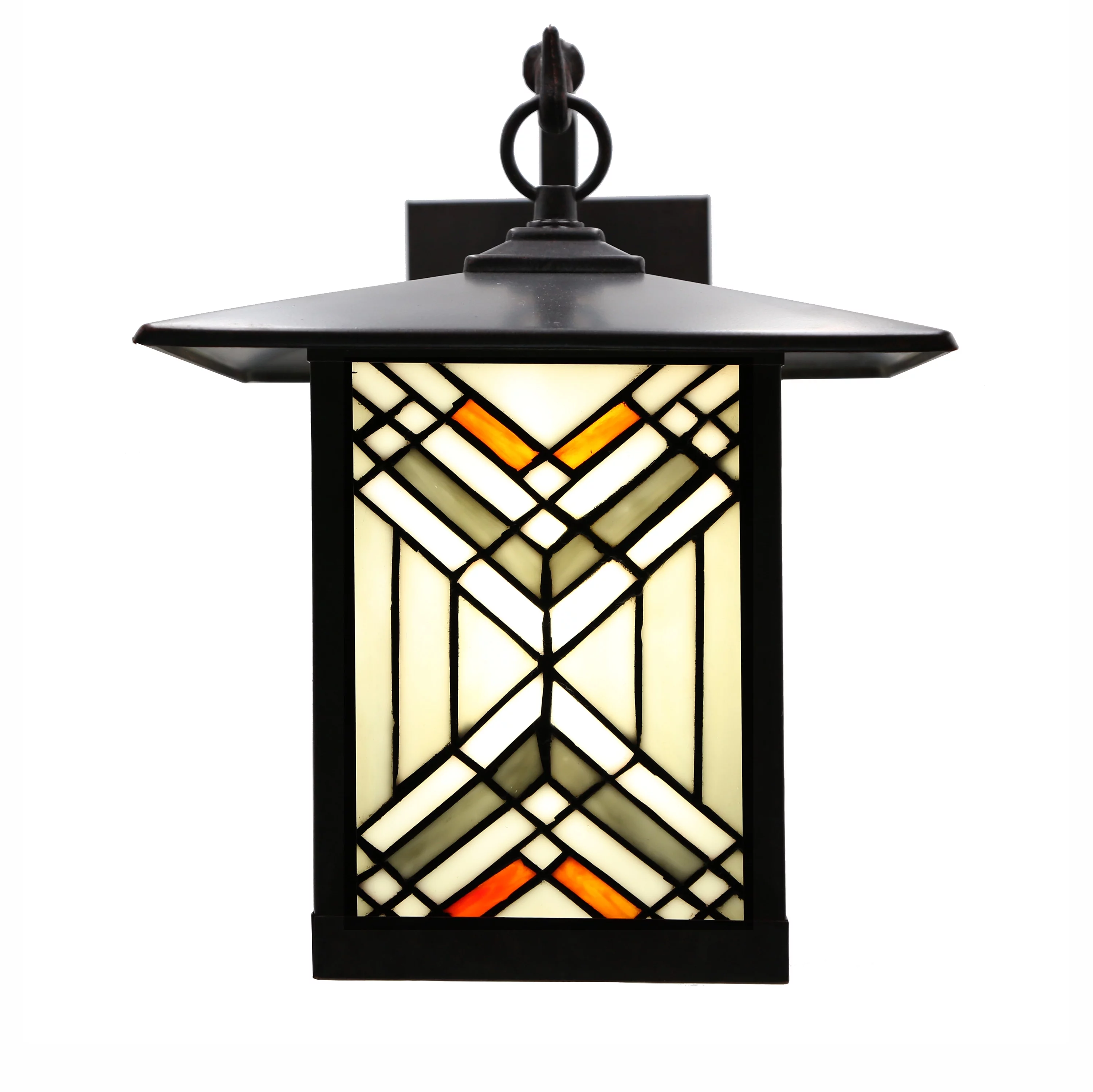 River of Goods Mission Hill 1-Light Bronze Outdoor Mission Stained Glass Wall Sconce