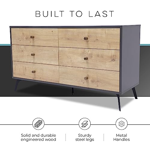 Raveena MAX Chest | Buffet Cabinet with Storage | Sideboard Cabinet | Multifunctional Buffets & Sideboards | Credenza with Six Sliding Drawers |