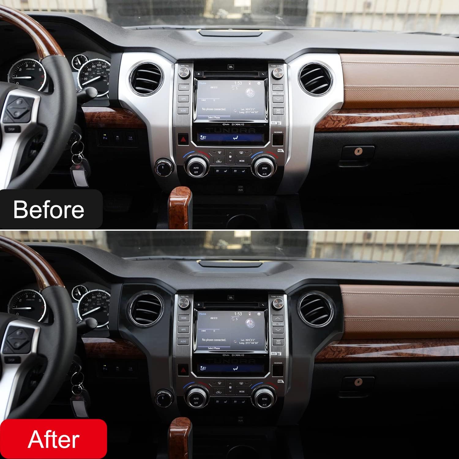 HIGH FLYING for Toyota Tundra 2014-2021 Car Accessories ABS Carbon Fiber Grain Center Consoles A/C Air Outlet Vent Decor Cover Trim 3pcs (Not Fit RHD)