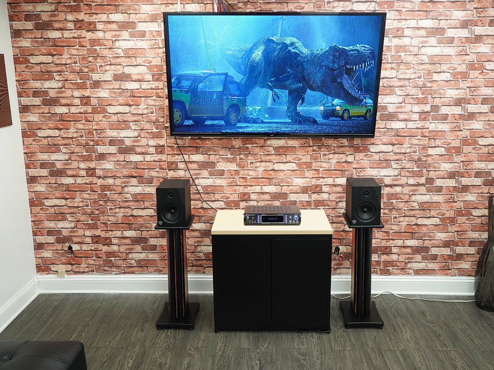 (2) Rockville SS28D Dark Wood Grain 28" Speaker Stands Fits Mackie CR5-X