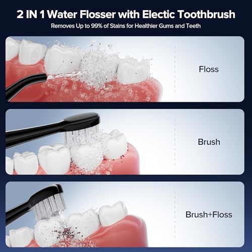Water Flosser with Electric Toothbrush &ndash; 3 Sonic Toothbrush Modes & 5 Water Flossing Pressure &ndash