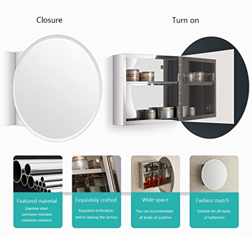 Round Bathroom Mirror Cabinet, Bathroom Wall Storage Cabinet Mirror Medicine Cabinet, Medicine Cabinets for Bathroom with Mirror