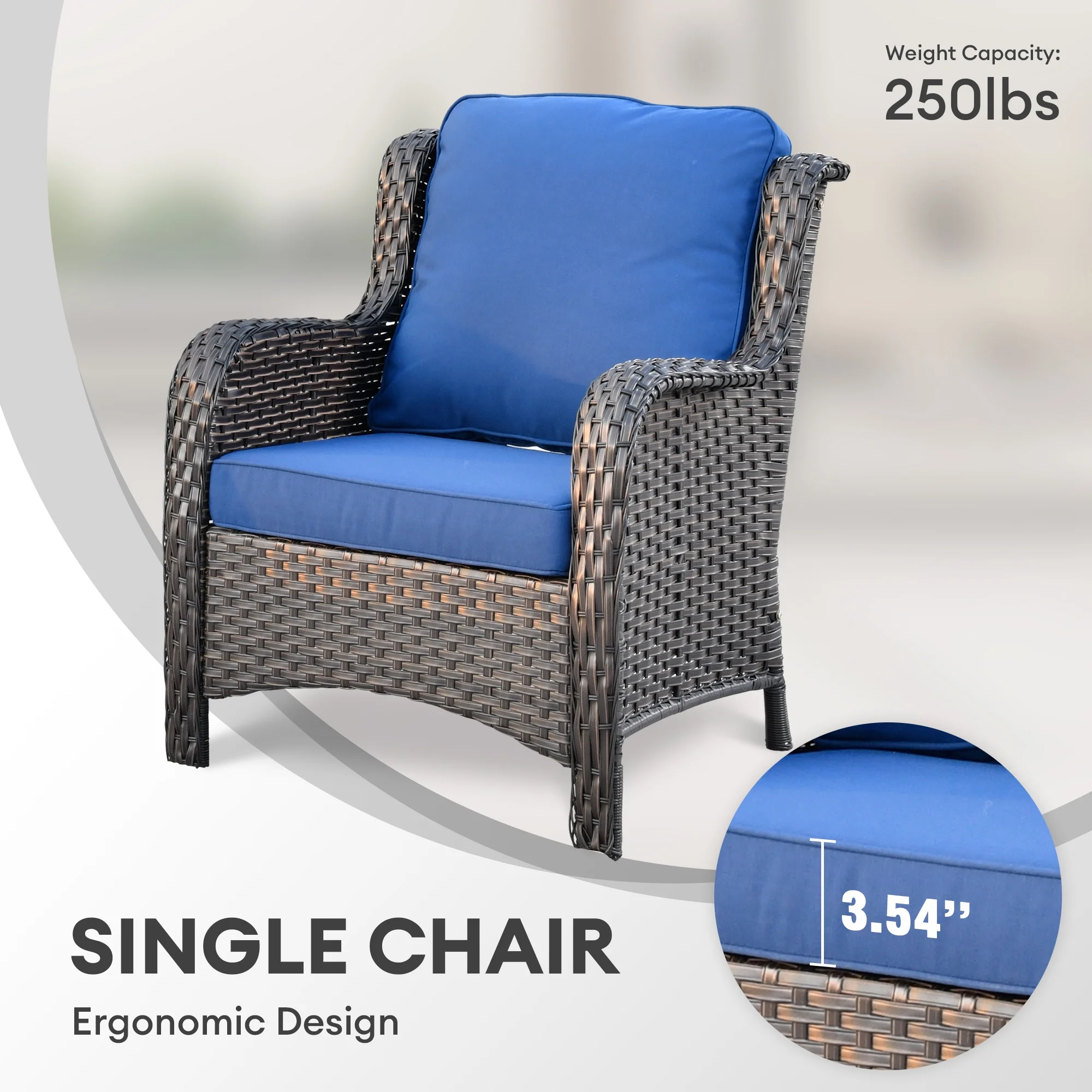 Ovios Outdoor Patio Single Chairs on sale 2 Pieces, Wicker Patio Single Chairs Set, PE Rattan Patio Chairs with Fabric Cushions for Backyard